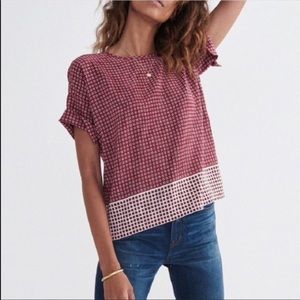 Madewell Silk Bow Back Tee in Ascot Tile, size M